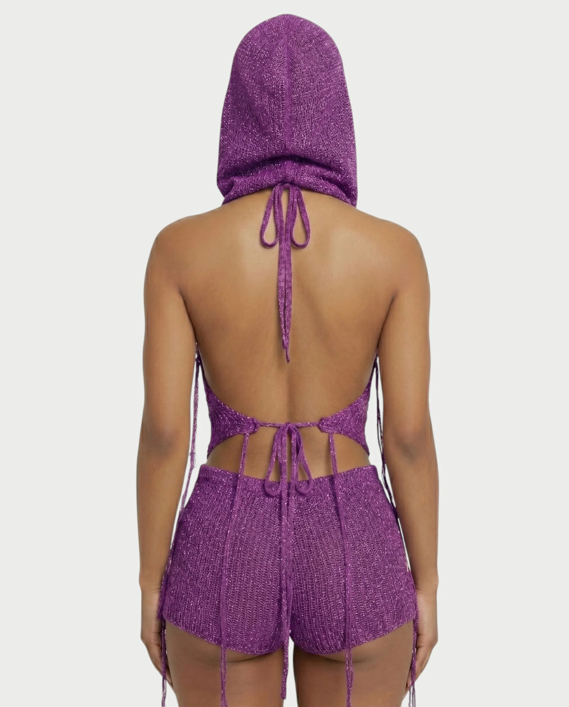 ZELISSE 3-Piece Halter Top, Shorts & Hooded Scarf Set - Image 35