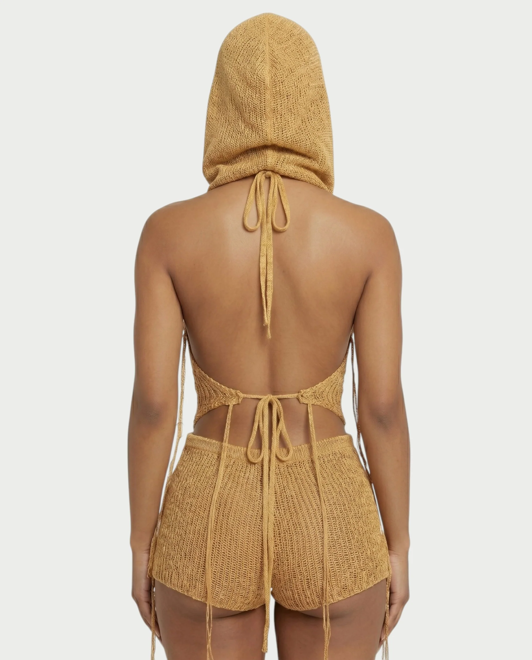 ZELISSE 3-Piece Halter Top, Shorts & Hooded Scarf Set - Image 5