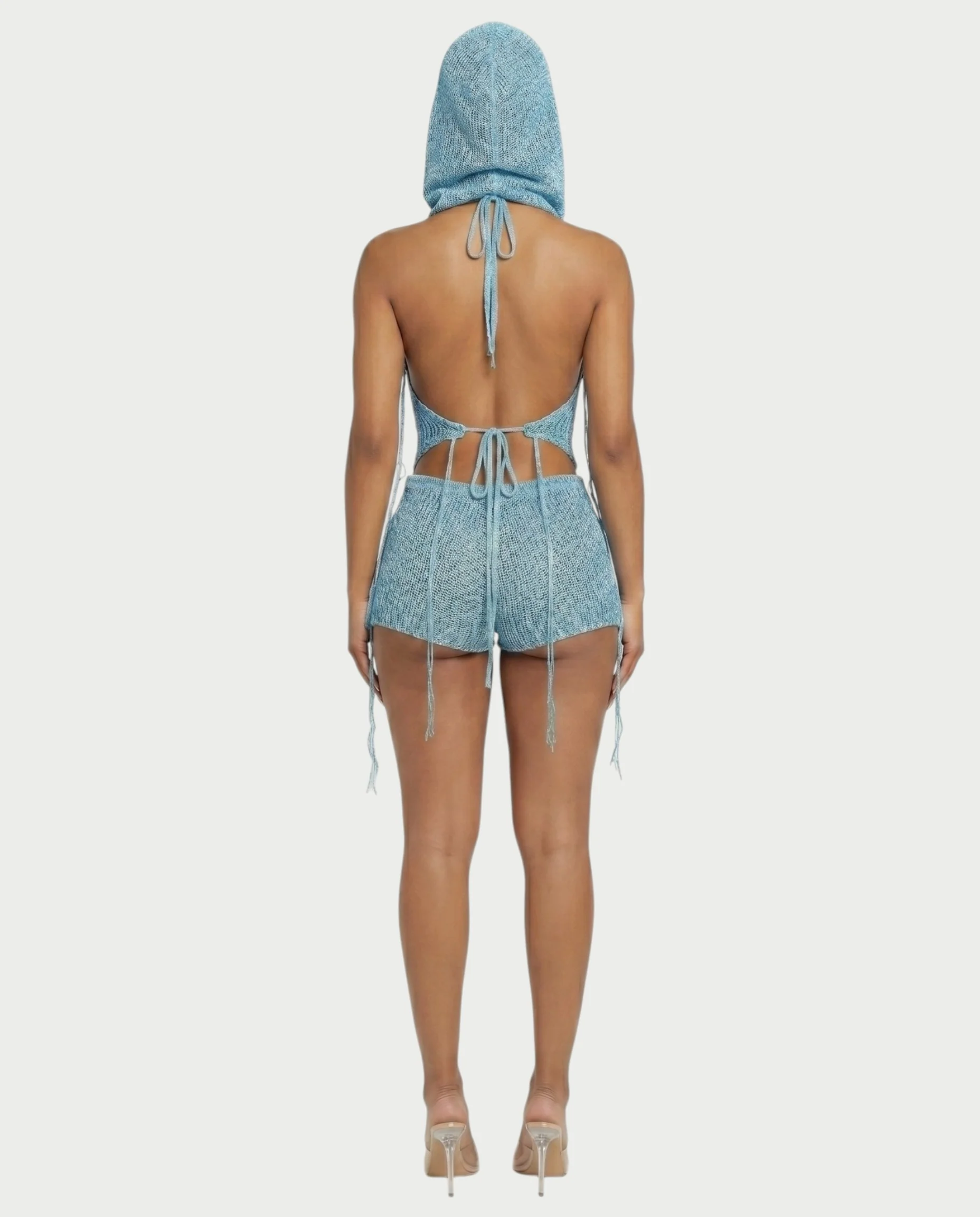 ZELISSE 3-Piece Halter Top, Shorts & Hooded Scarf Set - Image 7