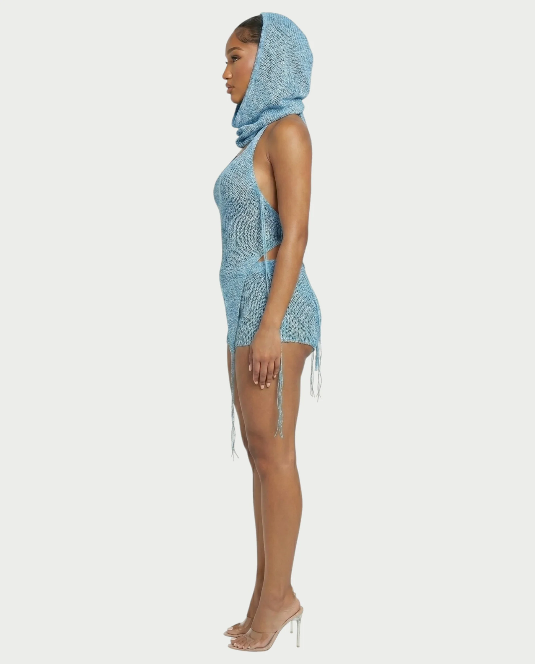 ZELISSE 3-Piece Halter Top, Shorts & Hooded Scarf Set - Image 8