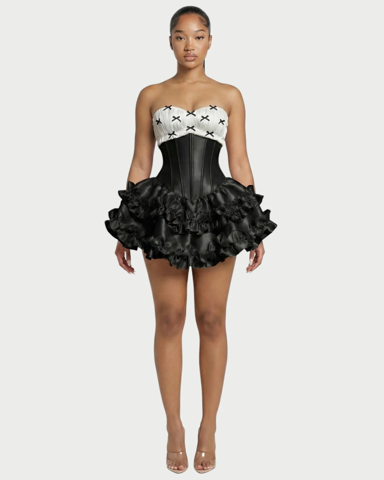 ZERELA Strapless Corset Ruffle Hem Mini Dress - Image 11