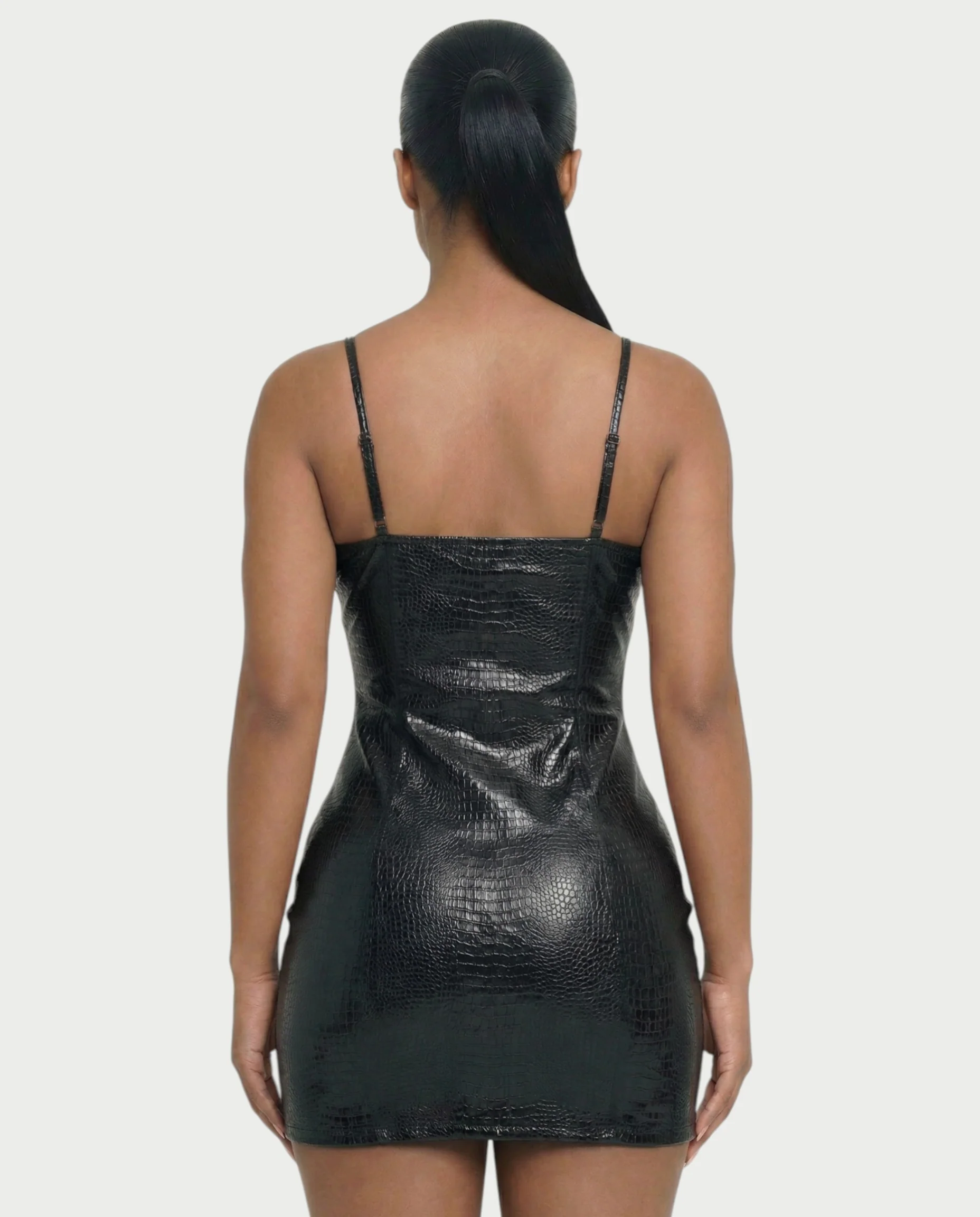 ZIREL Croc-Embossed Bodycon Mini Dress - Image 10