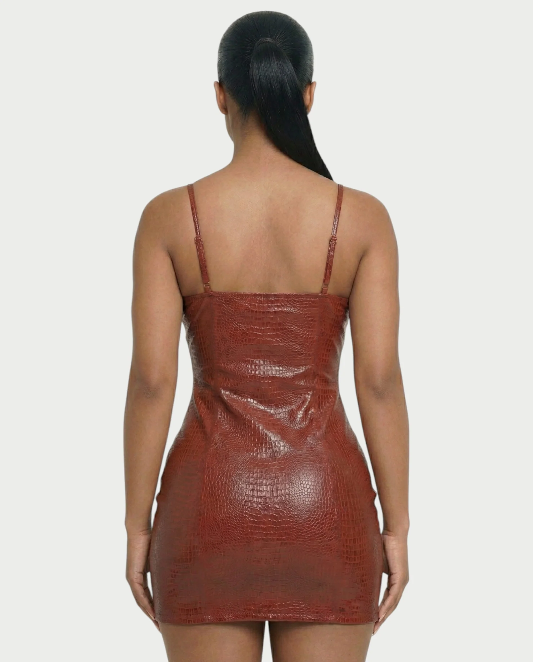 ZIREL Croc-Embossed Bodycon Mini Dress - Image 5