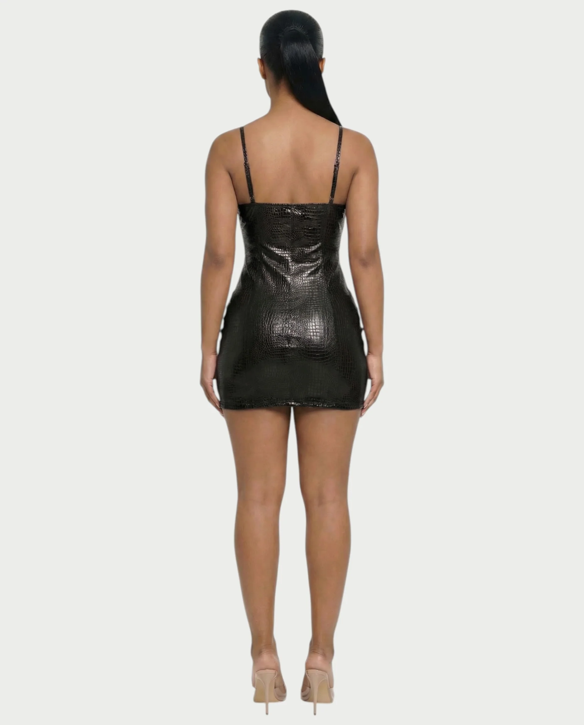 ZIREL Croc-Embossed Bodycon Mini Dress - Image 7