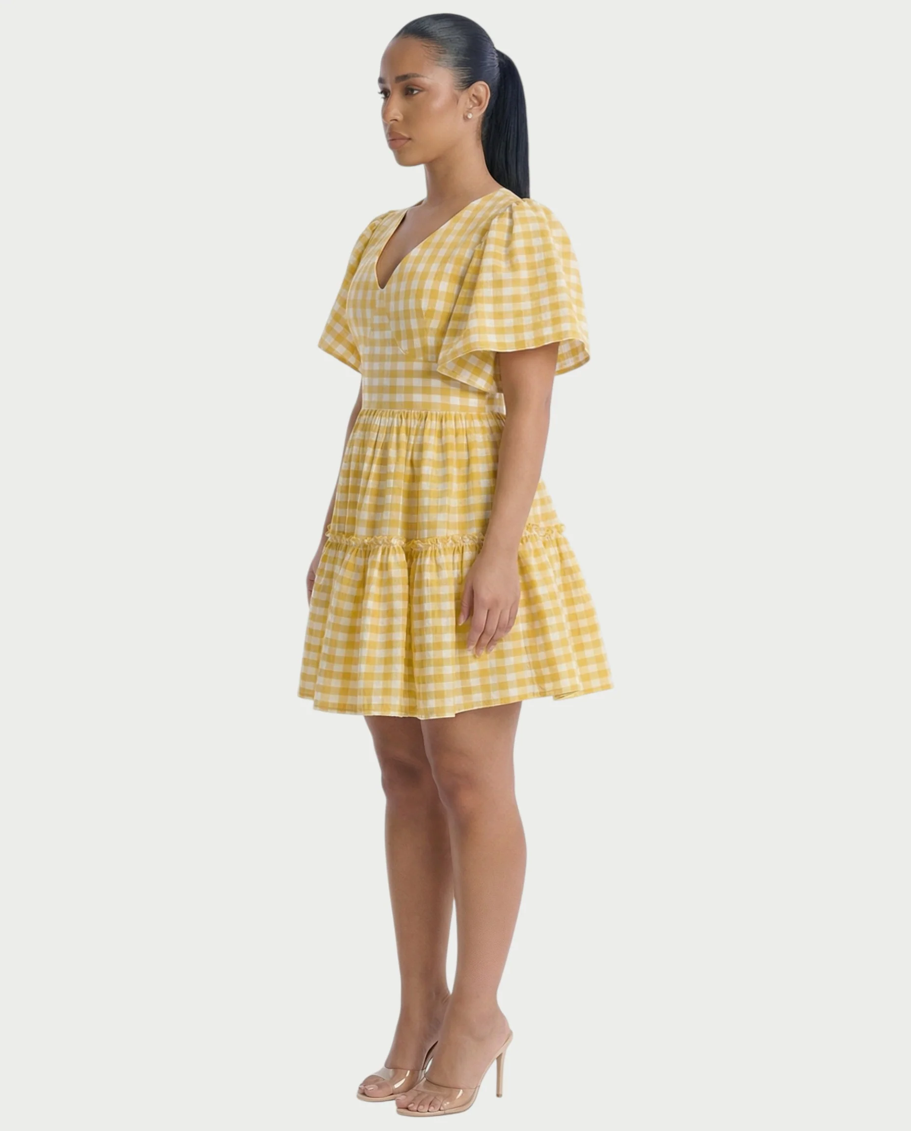 ZIVEN Gingham Flutter Sleeve Mini Dress - Image 3