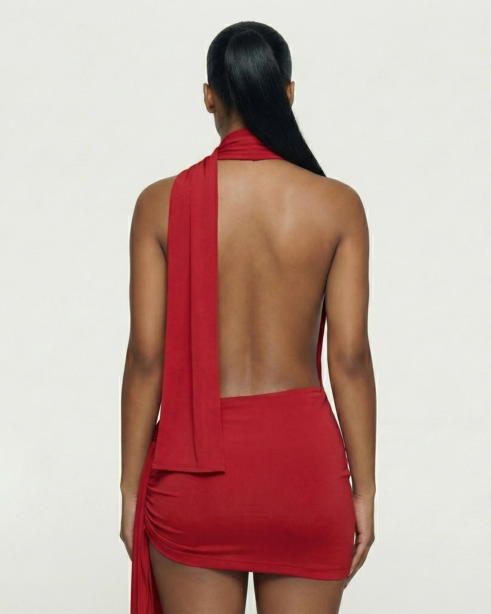 ZOLYN Halter Cut-Out Draped Mini Dress - Image 10