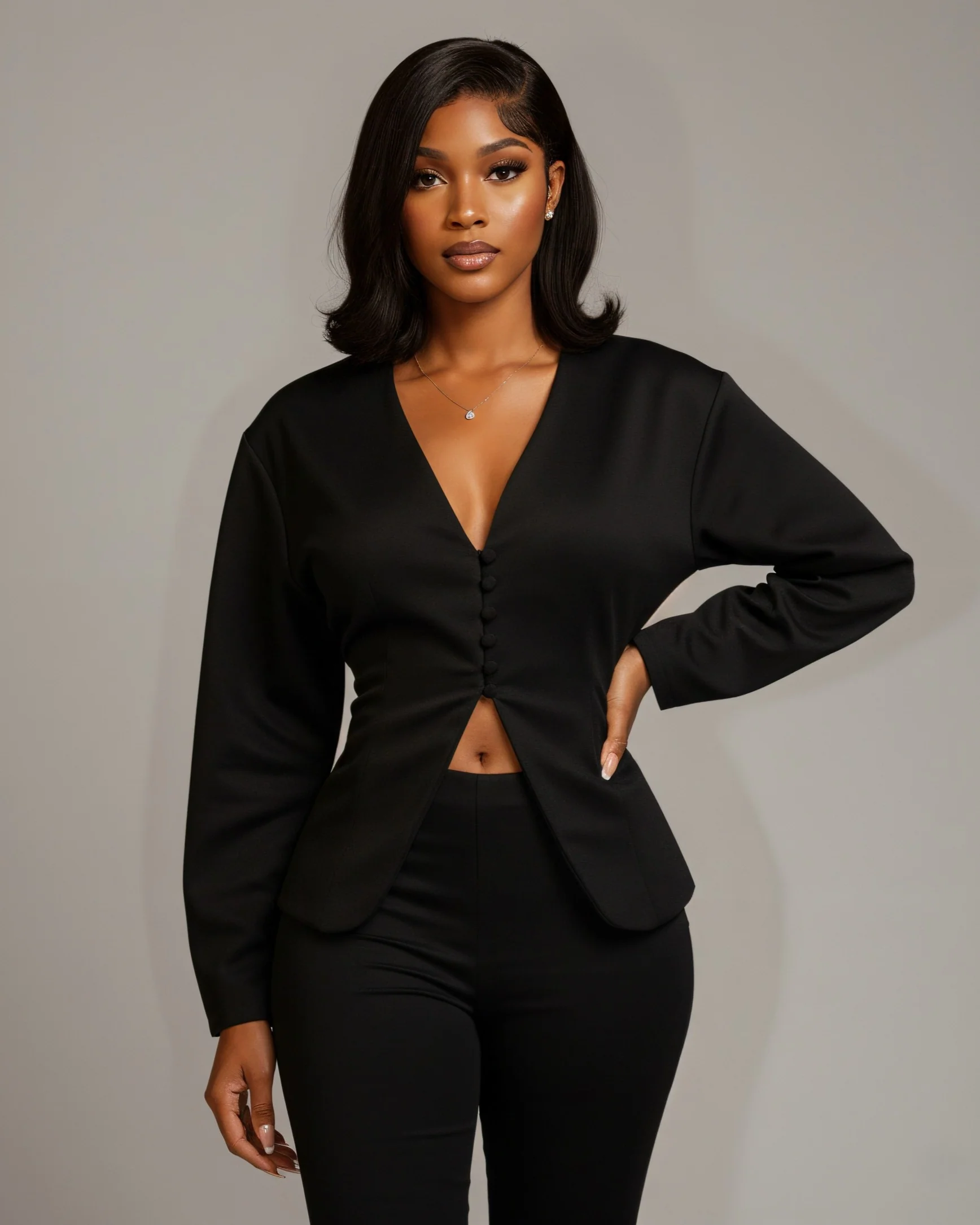 ZORA Button-Front Top & Capri Pants Set - Image 6